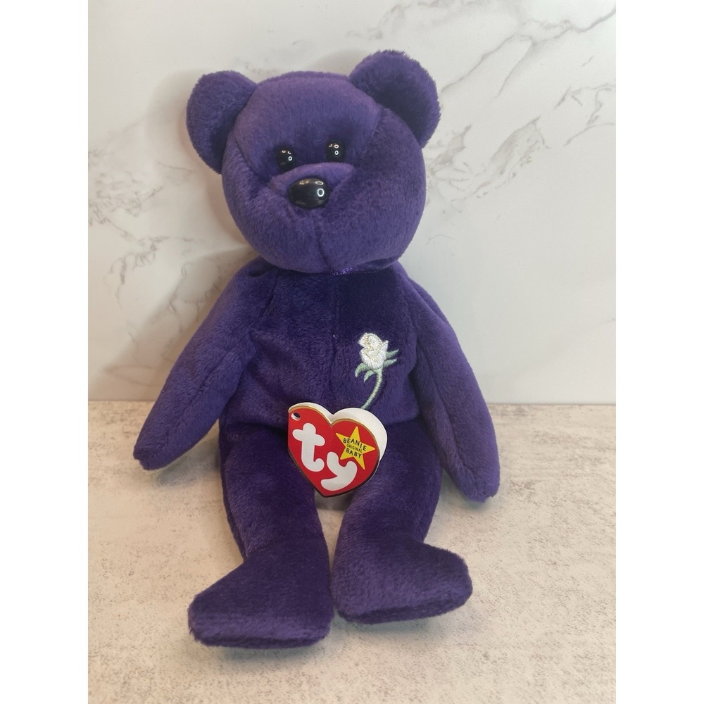 Vtg  PRINCESS DIANA 1997  TY Purple Beanie Baby Plush Toy Collectible - Picture 3 of 8